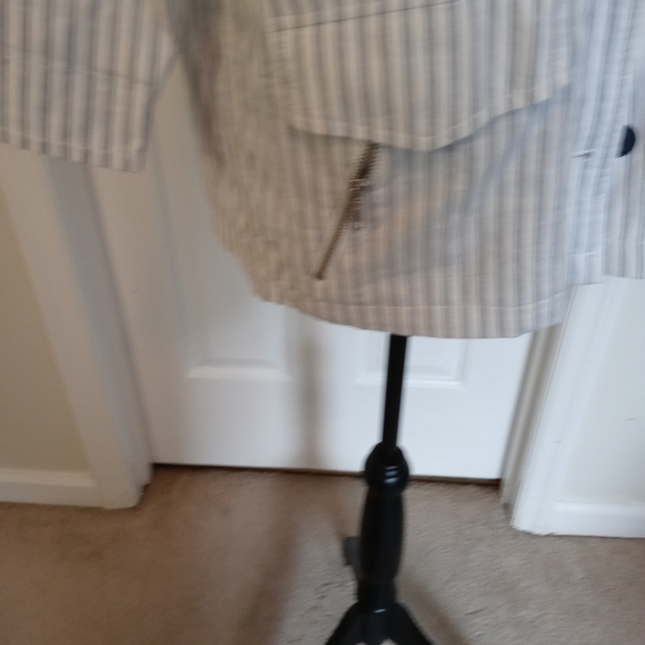 Joie Cristi White and Blue Stripe Utility Jacket - Picture 11 of 16